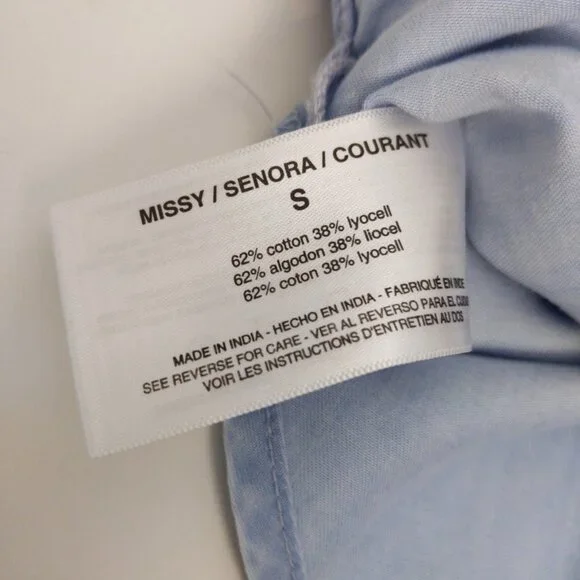 NEW ella moss Chambray Tie Sleeve Top S - Picture 3 of 7